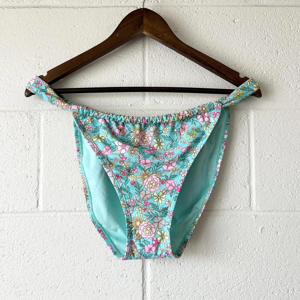 Wild Fable Blue Floral Mushroom Scrunch Cheeky Bikini Bottoms Women's XL